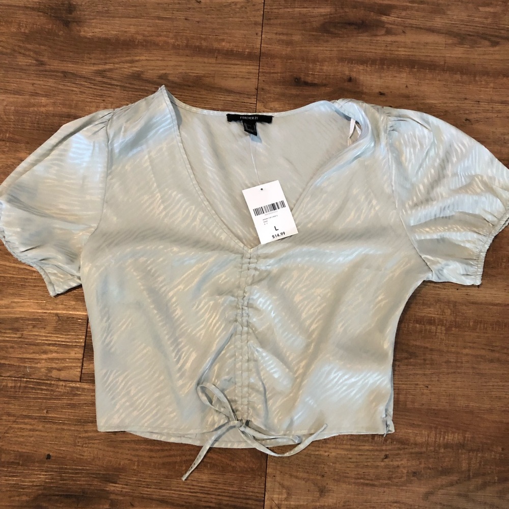 NWT Forever 21 sage green crop top size L